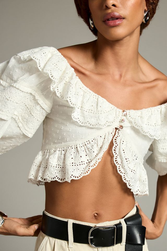 Farm Rio x Anthropologie Victorian Lace Crop Blouse | Anthropologie