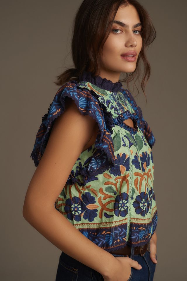 Farm Rio Sleeveless Ruffle Blouse #3
