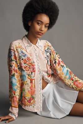 Farm Rio x Anthropologie Long-Sleeve Jacquard Maxi Dress