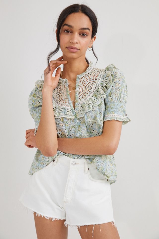 Dreamer Ruffled Eyelet Blouse #1
