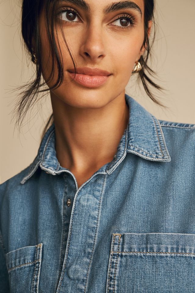 Pilcro Boxy Buttondown Denim Shirt #3