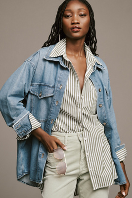 Chemise en jean surdimensionnée Pilcro par en Blue taille: XS chez Anthropologie - Pilcro and the Letterpress - Modalova