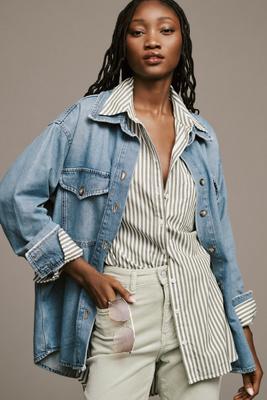 Pilcro Oversized Denim Buttondown Shirt | Anthropologie UK