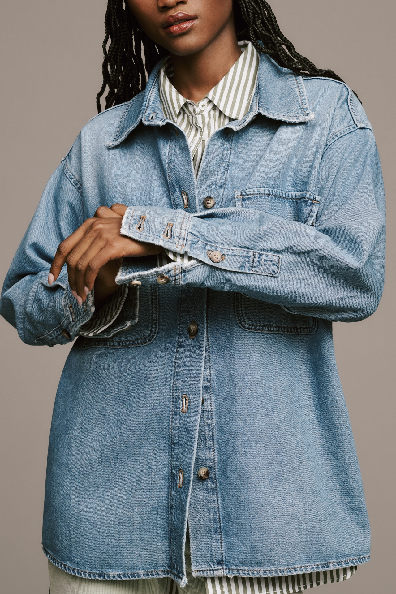 Pilcro Oversized Denim Buttondown Shirt