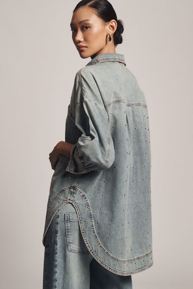 Pilcro Pearled Denim Buttondown Shirt #1