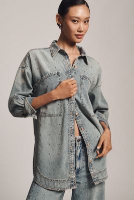 Pilcro Studded Denim Buttondown Shirt