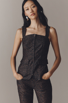 Pilcro Zip-front Square-neck Tank Top In Black