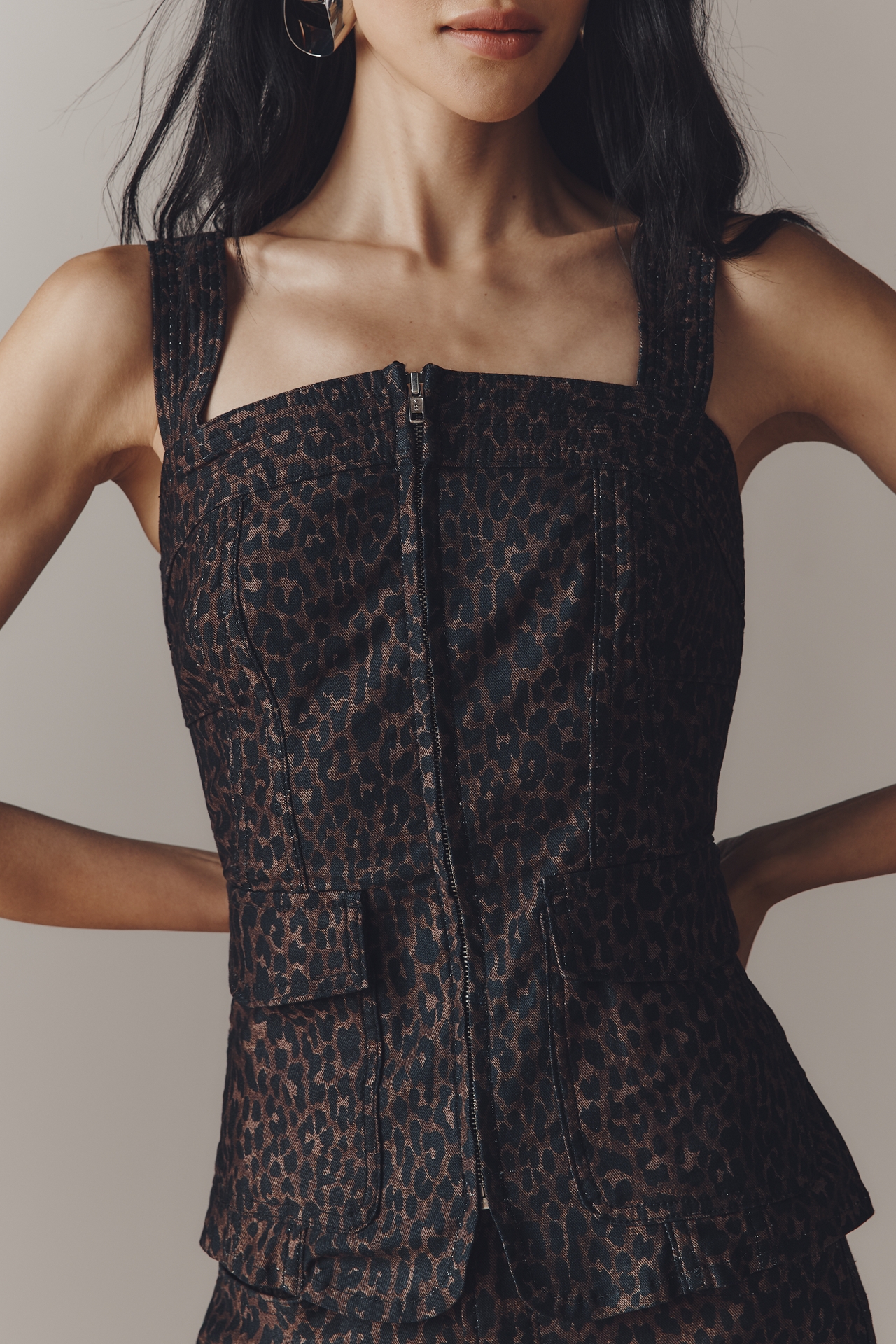 Pilcro Zip-Front Square-Neck Tank