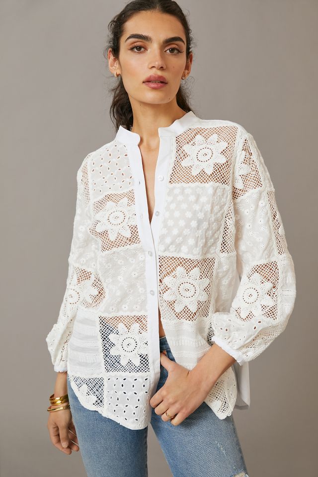 Kasia Floral Patchwork Buttondown | Anthropologie