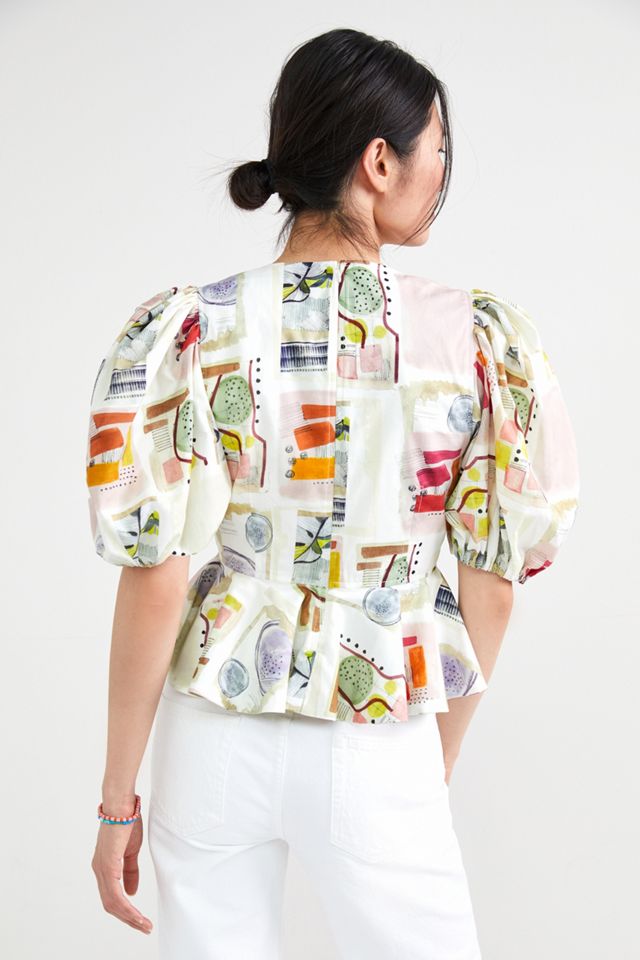 Puff-Sleeved Peplum Blouse #2