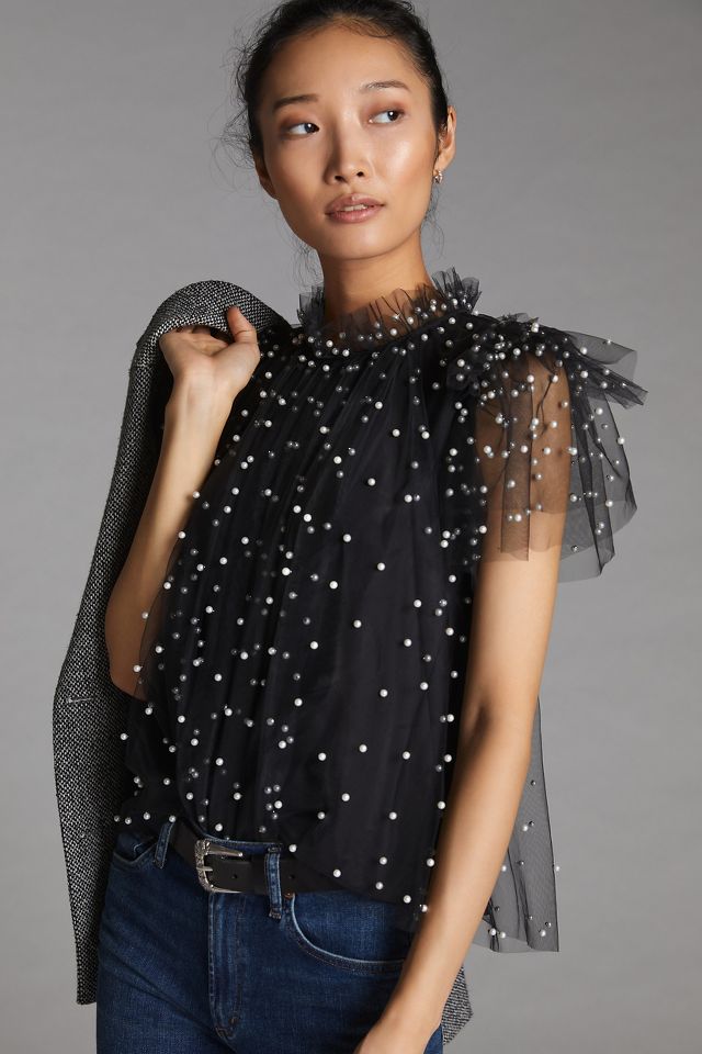 Embellished Tulle Blouse