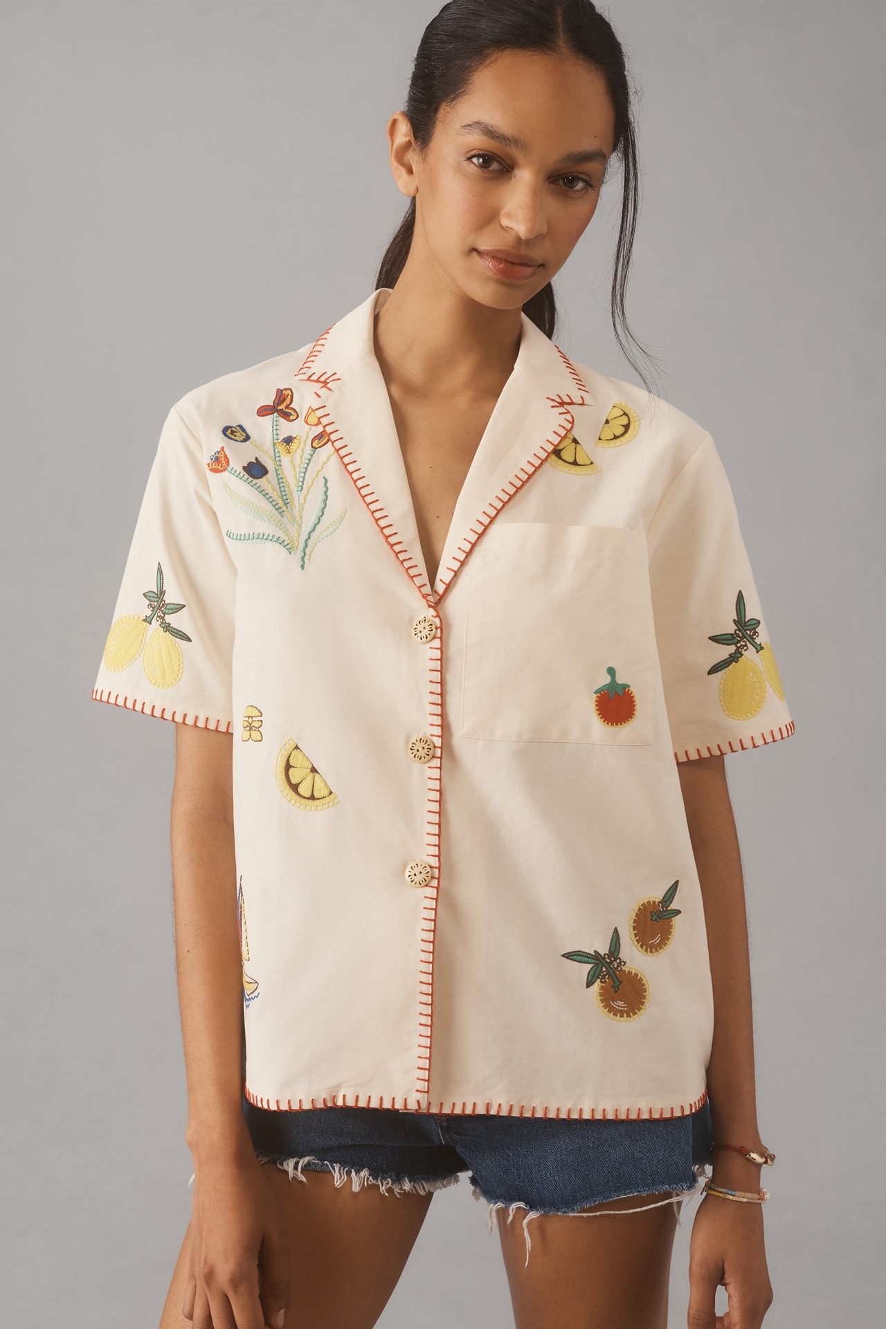 Hunter Bell Polly Embroidered Camp Shirt