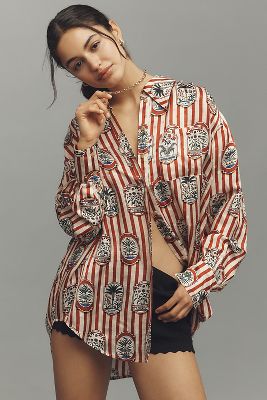 Hunter Miles Printed Silk Blend Buttondown Shirt
