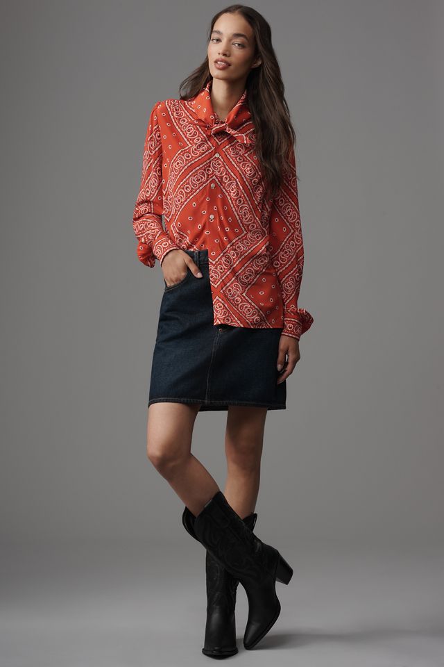 Hunter Bell Frances Long-Sleeve Tie-Neck Blouse #1