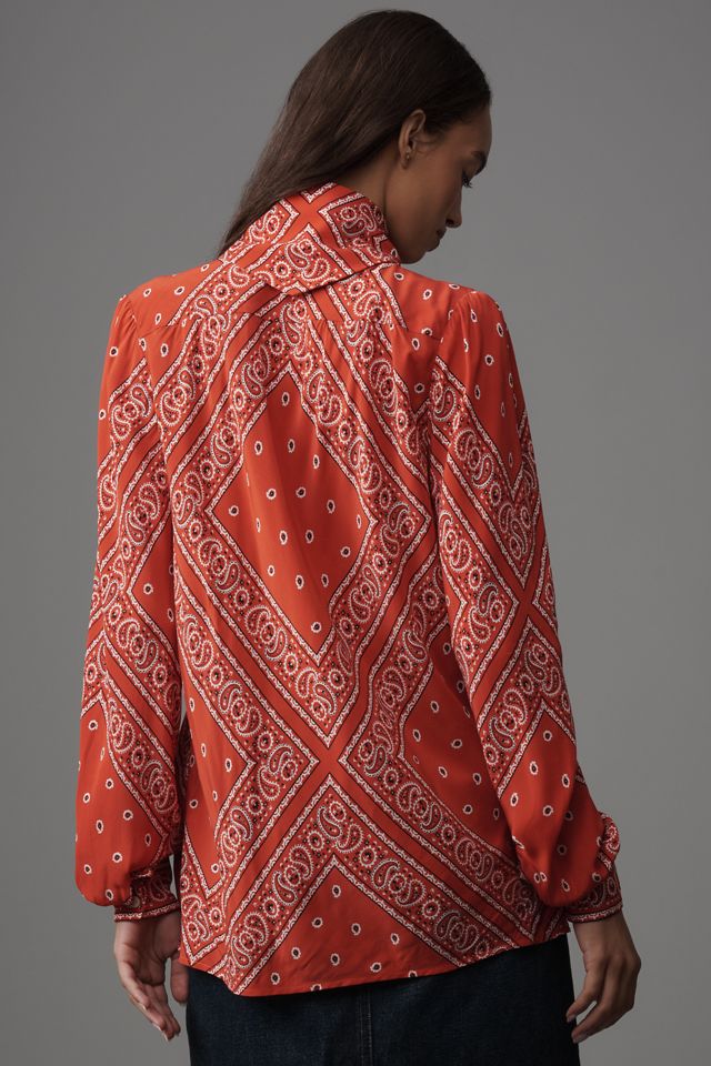 Hunter Bell Frances Long-Sleeve Tie-Neck Blouse #2