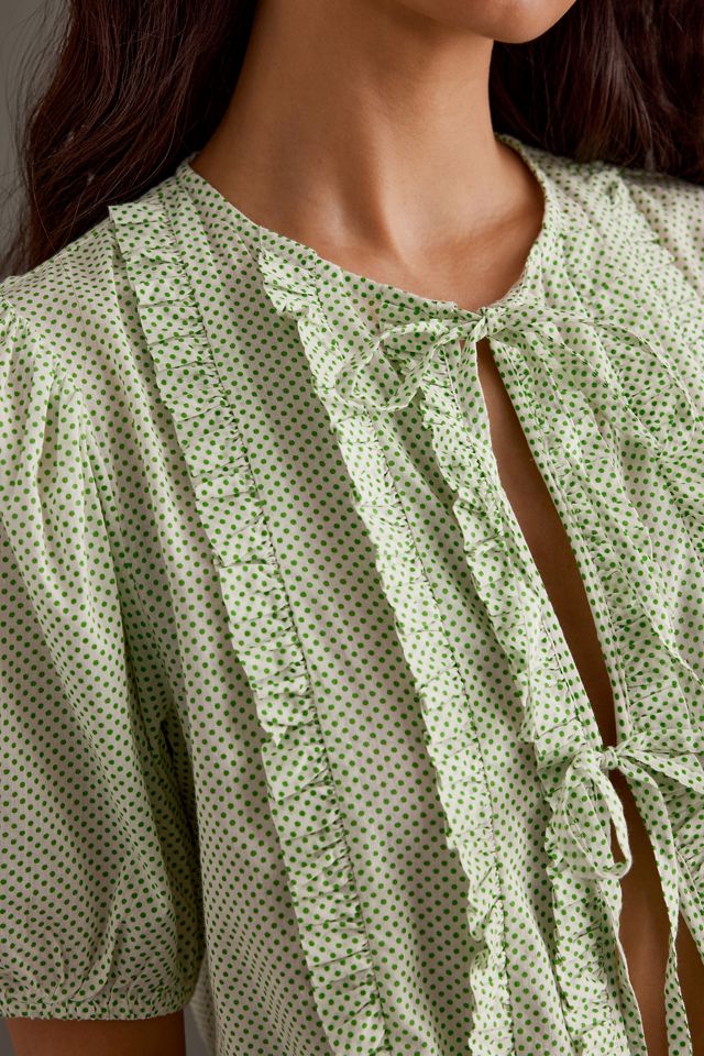 Damson Madder Ines Tie-Front Ruffle Blouse #4