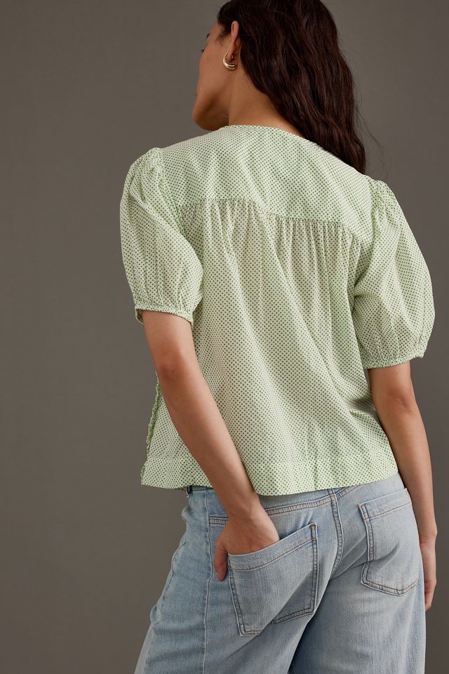 Damson Madder Ines Tie-Front Ruffle Blouse #5