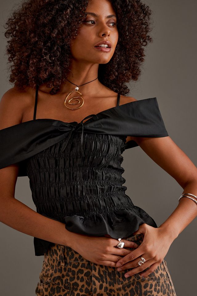 Damson Madder Elsa Shirred Off-The-Shoulder Top | Anthropologie UK