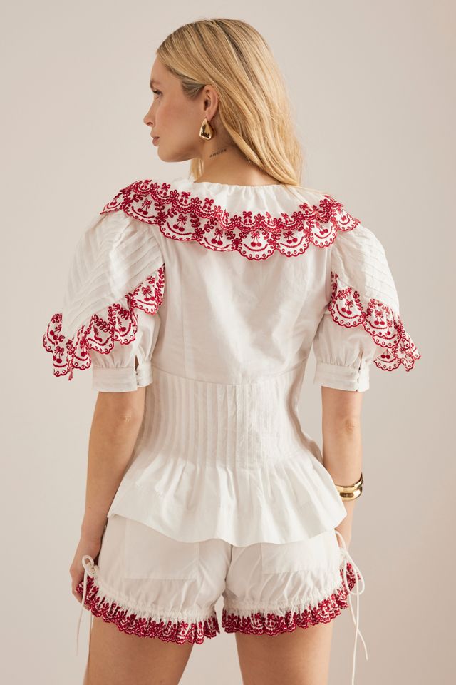Damson Madder Caroline Embroidered Cherry Blouse #1