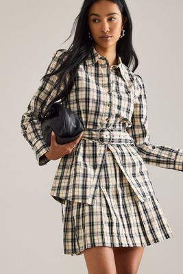 ミニスカート Damson Madder Moffy Mini Kilt Skirt moffy mini kilt - butter check – Damson Madder