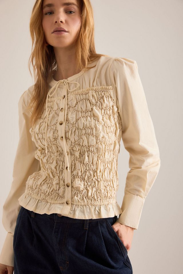 Cardigan smocké Elliana Damson Madder #3