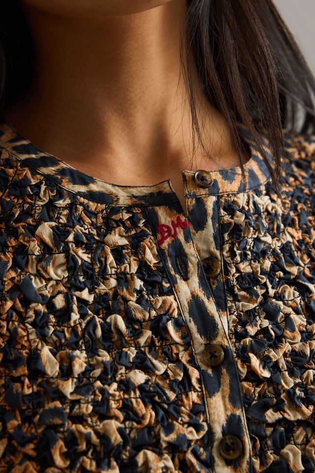 Cárdigan de Popelina de Algodón con Estampado de Leopardo Fruncido Elliana de Damson Madder #5