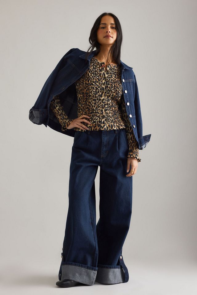 Cárdigan de Popelina de Algodón con Estampado de Leopardo Fruncido Elliana de Damson Madder #2