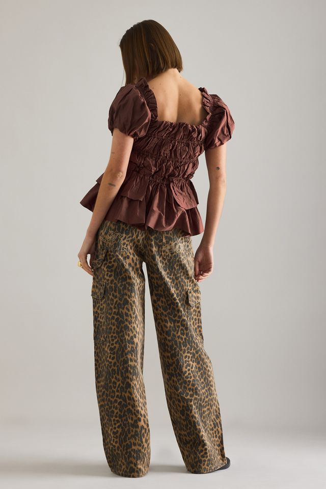Damson Madder Lyza Bluse mit gerafften Puffärmeln #1