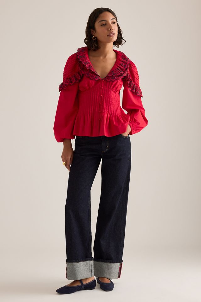 Blouse tissée en coton brodée Caroline Damson Madder #2