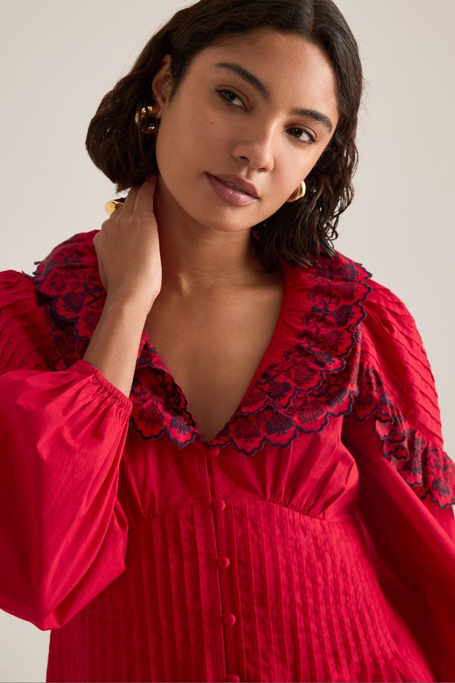Blouse tissée en coton brodée Caroline Damson Madder #4