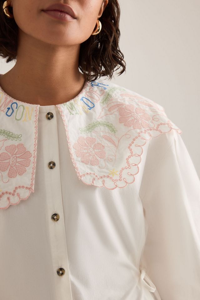 Damson Madder Valentina Embroidered Collar Blouse | Anthropologie UK