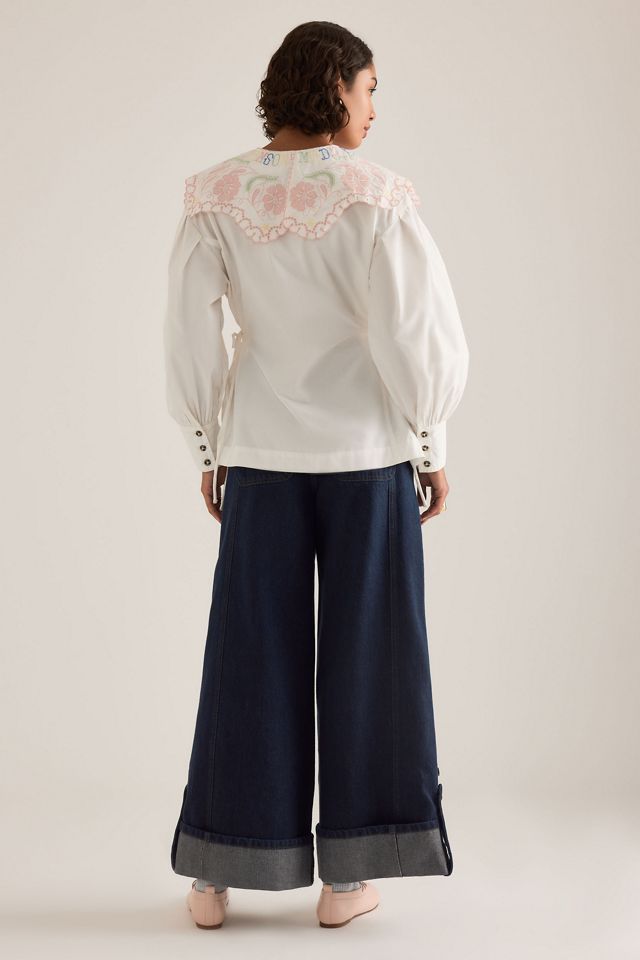 Damson Madder Valentina Embroidered Collar Blouse | Anthropologie UK