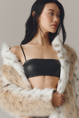 Nia Faux-leather Nyx Bustier Top In Black