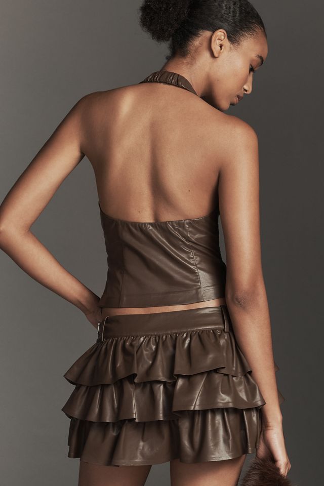 NIA Nyx Faux Leather Halter Top #2