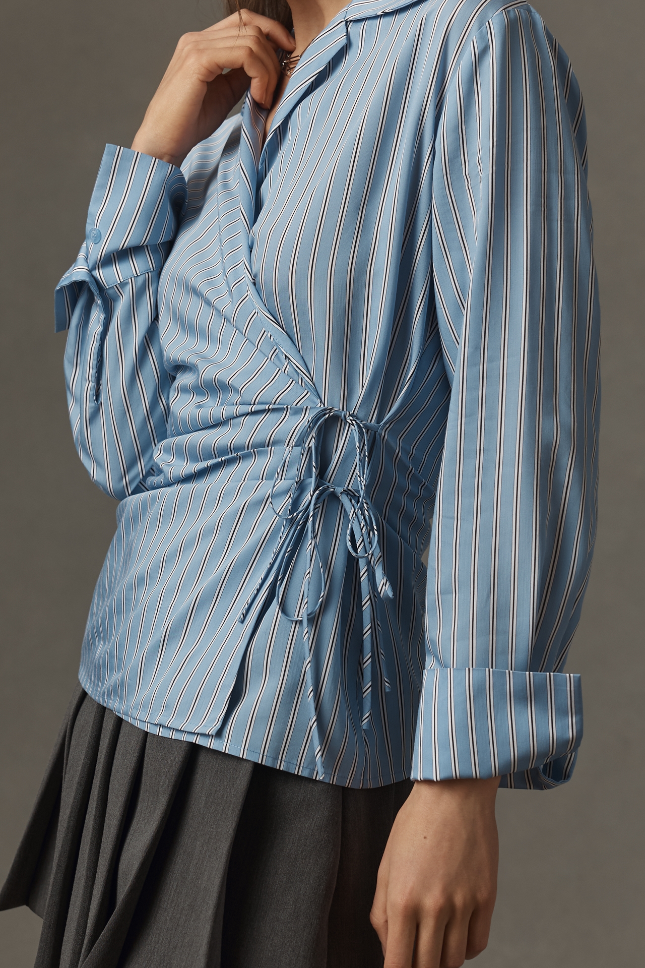 Nia Eliska Long-Sleeve Wrap Shirt