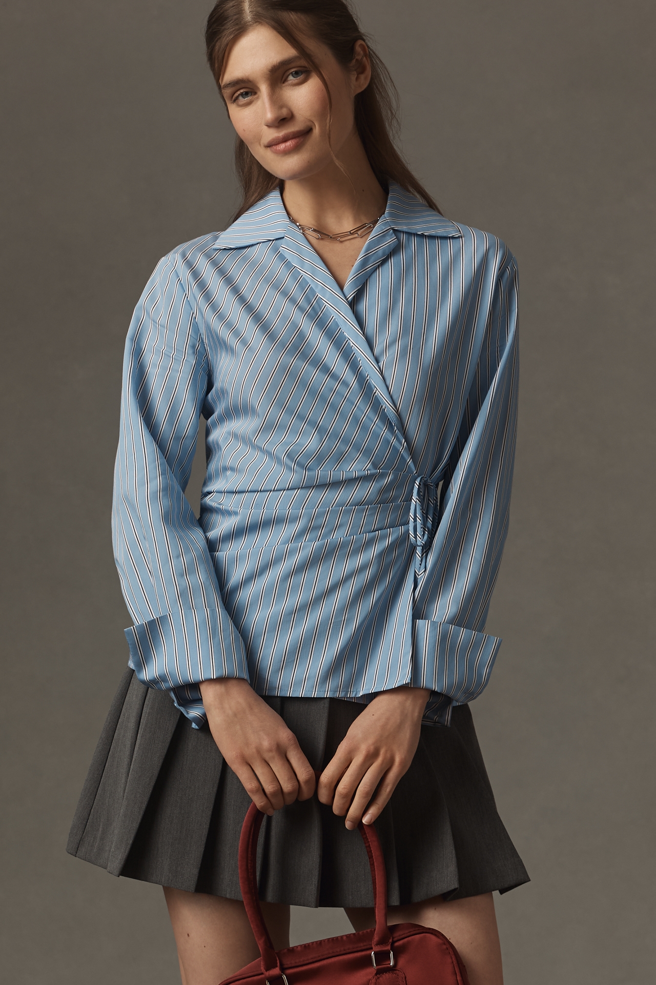 Nia Eliska Long-Sleeve Wrap Shirt