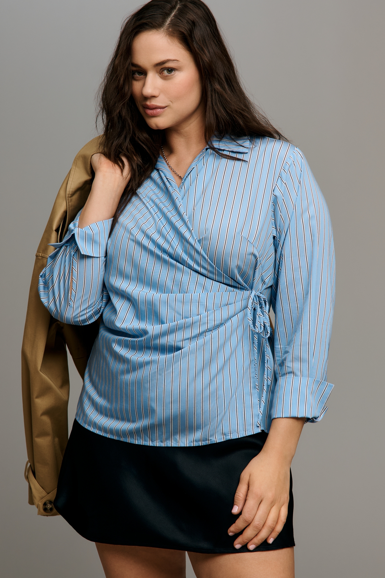 Nia Eliska Long-Sleeve Wrap Shirt