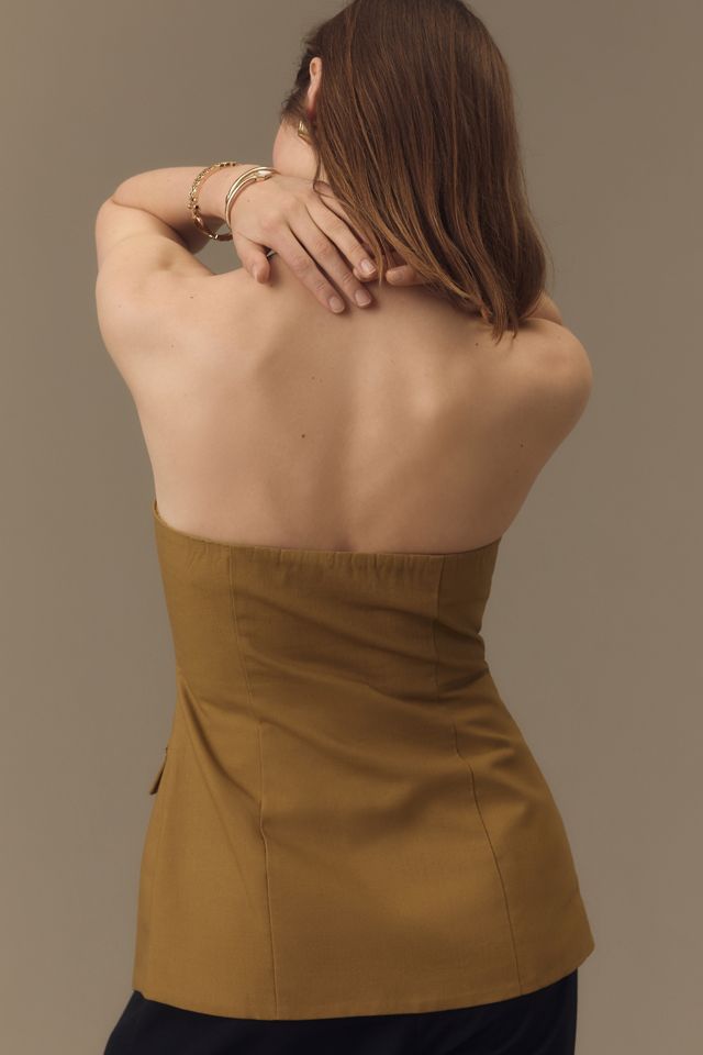 Flat White Strapless Button-Front Top #1