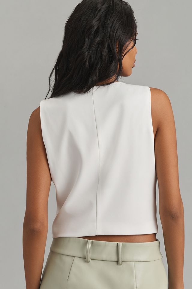 Flat White Sleeveless Tailored Blouse #2