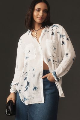 Pilcro The Romy Relaxed Buttondown Shirt By  In Blue