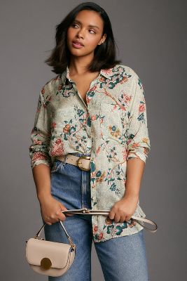 Pilcro The Romy Relaxed Buttondown Shirt By  In Blue