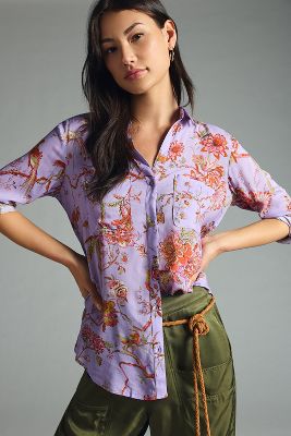 Pilcro The Romy Relaxed Buttondown In Purple