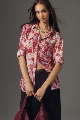 Pilcro The Romy Relaxed Buttondown Shirt By  In Purple