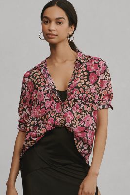 Pilcro The Romy Relaxed Buttondown Shirt By  In Pink