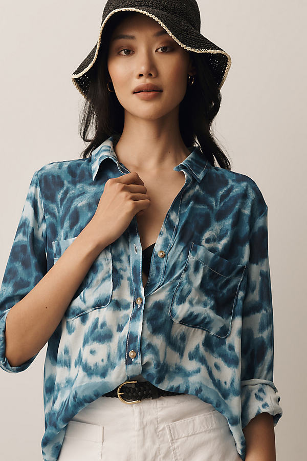 Shop Pilcro The Romy Relaxed Buttondown Shirt By  In Blue