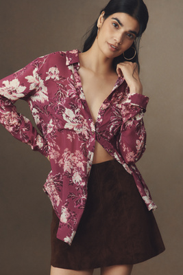 Pilcro The Romy Relaxed Buttondown Shirt By  In Pink