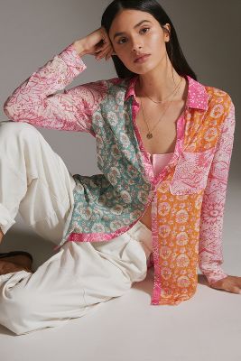 Pilcro The Romy Relaxed Buttondown In Pink