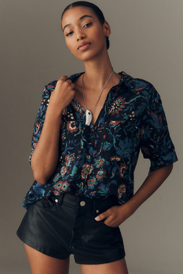 Pilcro The Romy Relaxed Buttondown Shirt By  In Blue