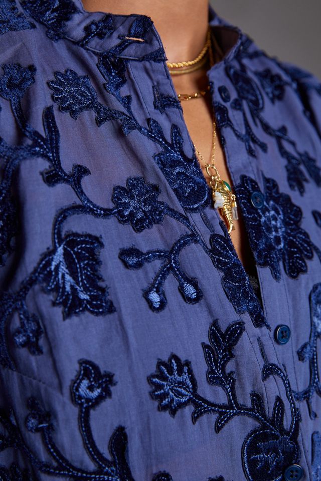 Pilcro Appliqued Velvet Blouse #1