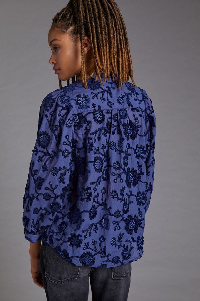 Pilcro Appliqued Velvet Blouse #2